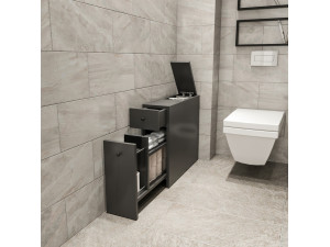 Calencia" wooden bathroom cabinet - 60 x 19 x 55 cm - Anthracite grey 2