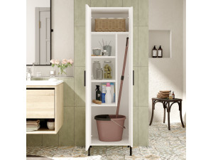 Jienna" multifunctional wooden cabinet - 50 x 36 x 165 cm - White 2