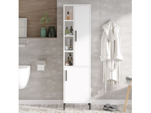 Vile" multifunctional wooden cabinet - 45 x 35 x 174 cm - White 2