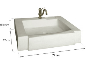 Modena" sink - reconstituted stone - 74 x 57 x 15.5 cm 2