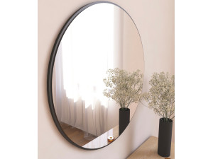 Ozze" wooden mirror - 60 x 60 cm - Black 2