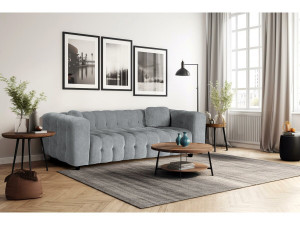 Vendome" straight sofa in chenille fabric - 3 seater - Grey 2