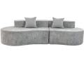 Avola" comma sofa in textured fabric - 3 seater - Grey - GREY