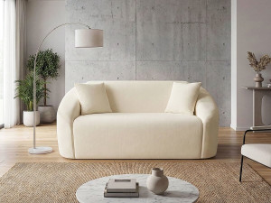 Ondine" fabric upright sofa - 2 seater - Beige 2
