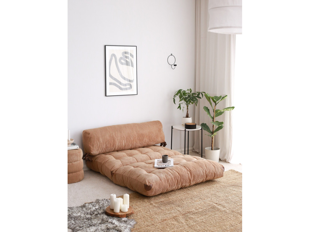 2-seater fabric sofa bed "Fold" - 120 x 75 x 79 cm - Brown