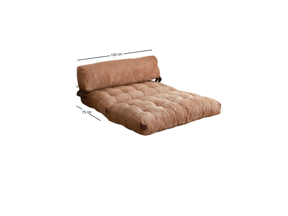 2-seater fabric sofa bed "Fold" - 120 x 75 x 79 cm - Brown
