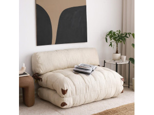 2-seater sofa bed in "Fold" fabric - 120 x 75 x 79 cm - Cream 2