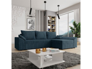 Vaugirard convertible corner sofa with storage in corduroy - 3 seats - Blue 2