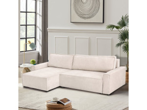 Montaigne" textured fabric corner sofa bed - 4 seater - Beige 2