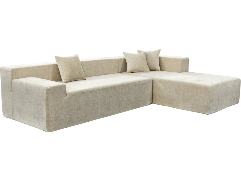 Tessaro" textured fabric corner sofa - 4 seater - Beige