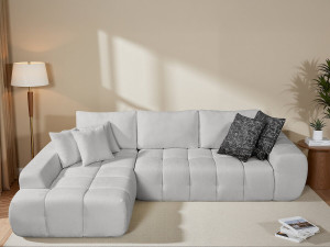 Sidonie" left corner sofa in bubble fabric - 4 seater - Grey 2