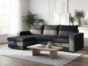Victor" fabric reversible/convertible corner sofa - 3 seater - Black 2