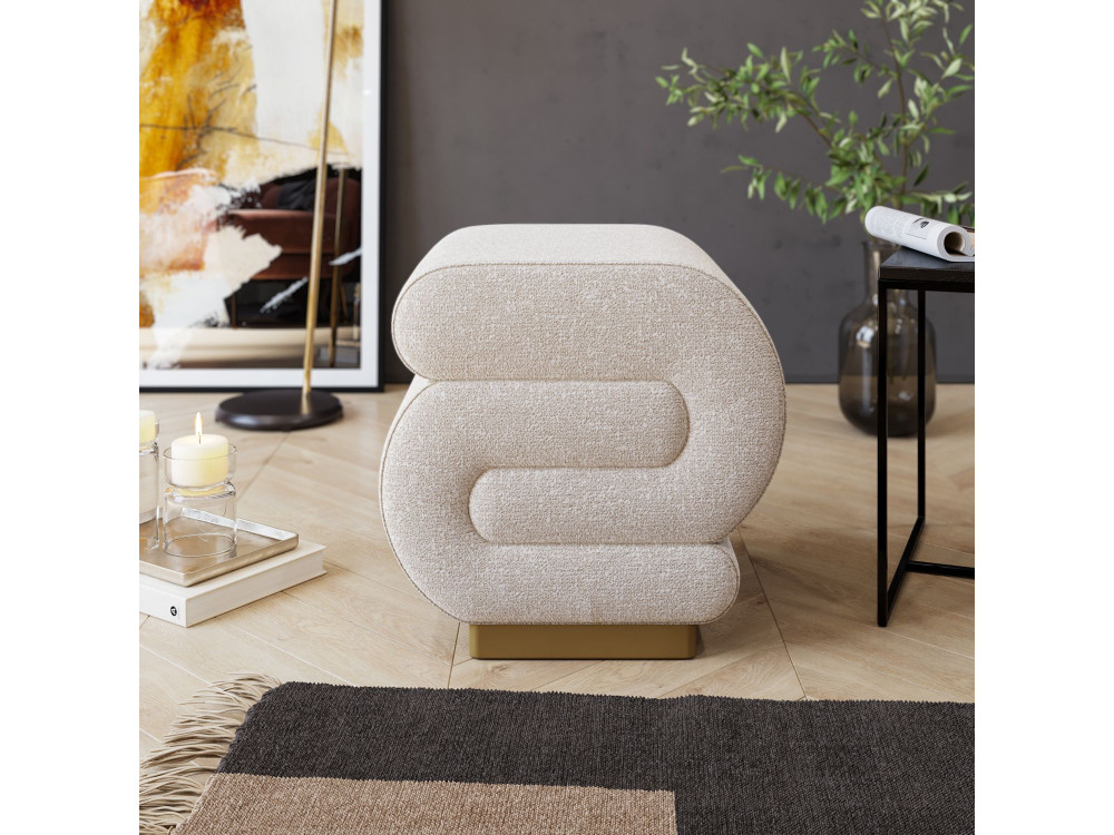 Wooden pouffe "Sally" 40 x 42 x 42 cm - Cream