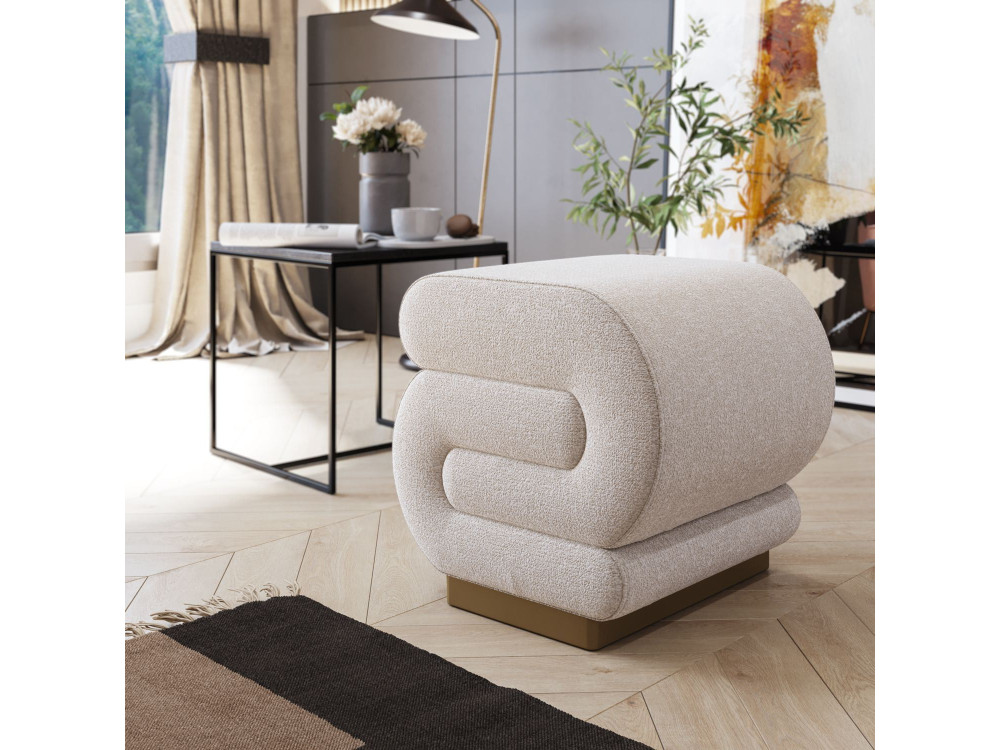 Wooden pouffe "Sally" 40 x 42 x 42 cm - Cream