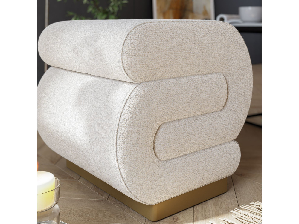Wooden pouffe "Sally" 40 x 42 x 42 cm - Cream