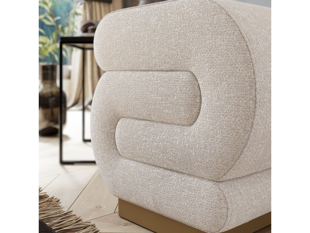 Wooden pouffe "Sally" 40 x 42 x 42 cm - Cream
