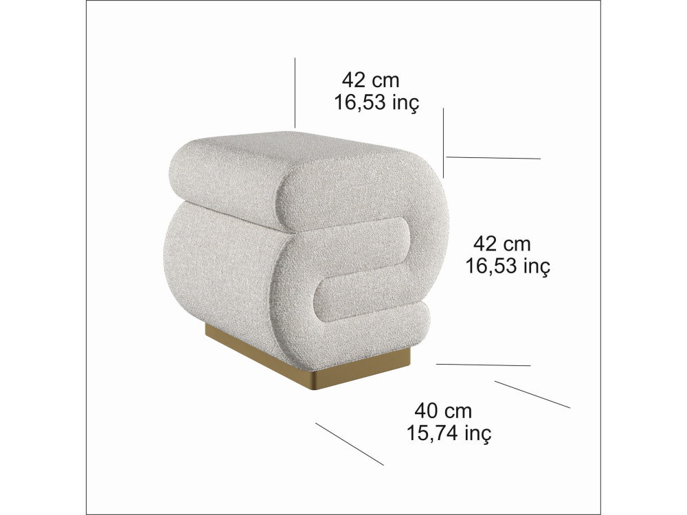 Wooden pouffe "Sally" 40 x 42 x 42 cm - Cream
