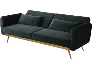 Donia Velvet Clic Clac Sofa - 203 x 81 x 83 cm - 3 seater - Dark green