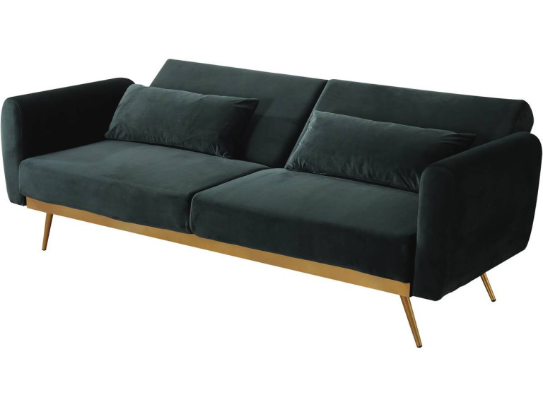 Donia Velvet Clic Clac Sofa - 203 x 81 x 83 cm - 3 seater - Dark green