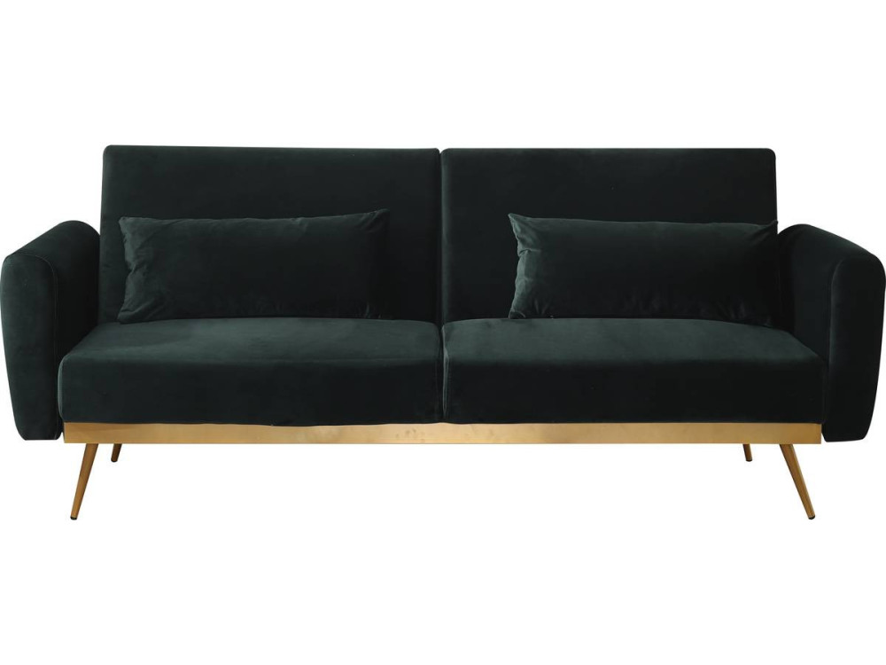 Donia Velvet Clic Clac Sofa - 203 x 81 x 83 cm - 3 seater - Dark green