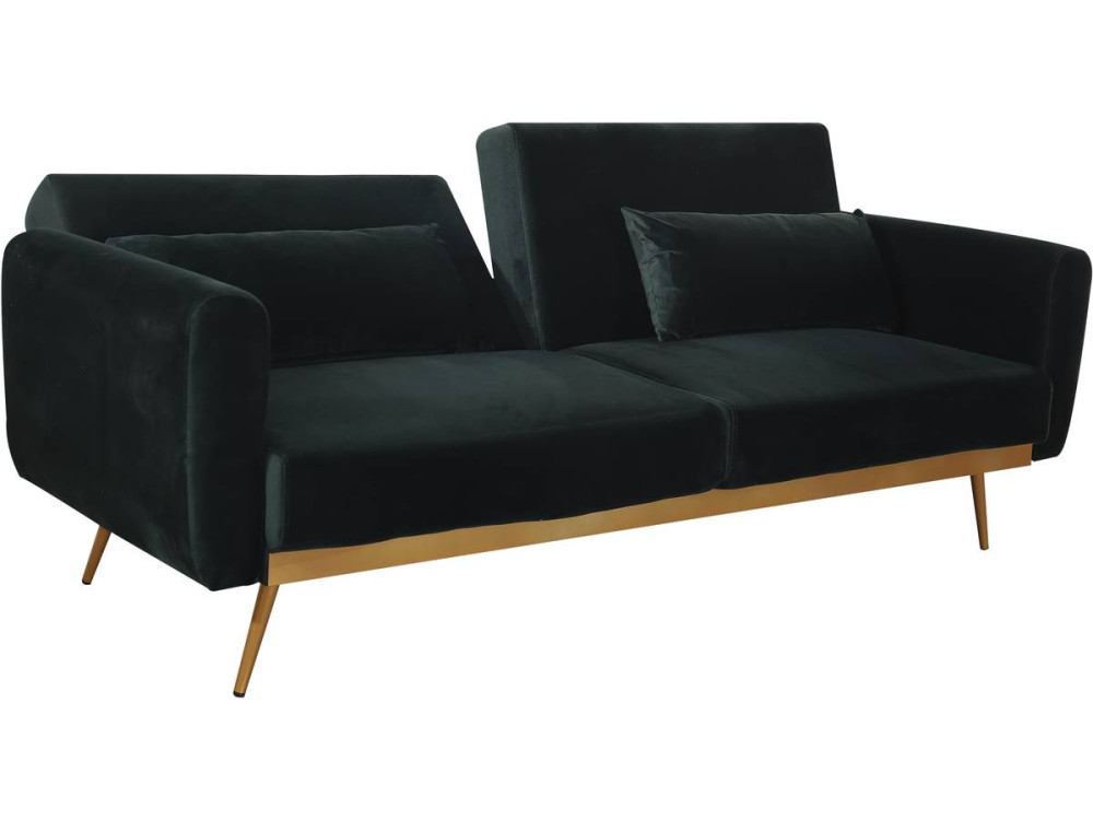 Donia Velvet Clic Clac Sofa - 203 x 81 x 83 cm - 3 seater - Dark green