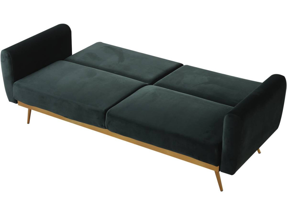 Donia Velvet Clic Clac Sofa - 203 x 81 x 83 cm - 3 seater - Dark green
