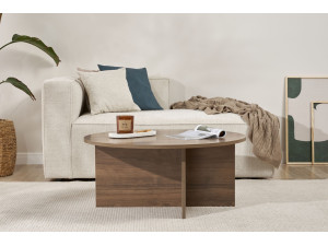 Soleil" wooden coffee table - 90 x 90 x 40 cm - Walnut 2