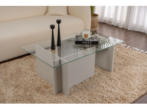 Vetrino" glass coffee table 105 x 65 x 40 cm - Grey 2