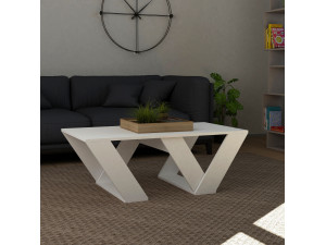 Pipra" wooden coffee table - 110 x 60 x 40 cm - White 2