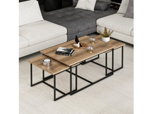 Levada" wooden nesting table (3 pieces) - 90 x 60 x 42 cm - Walnut 2