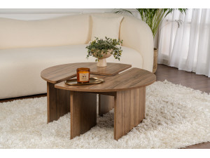 Moira" wooden coffee table - 90 x 90 x 41 cm - Walnut 2