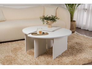 Moira" wooden coffee table 90 x 90 x 41 cm - Natural white 2