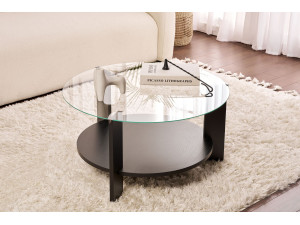 Clara" wooden coffee table - 75 x 75 x 40 cm - Black woodTransparent 2