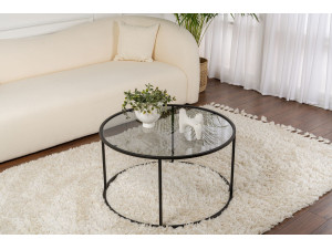 Aurum" metal coffee table - 80 x 80 x 43 cm - Black Grey 2