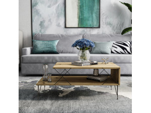 Loire" wooden coffee table - 100 x 50 x 40 cm - Brown 2
