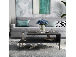 Loire" wooden coffee table 100 x 50 x 40 cm - Anthracite 2