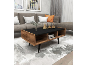 Line" wooden coffee table - 90 x 56 x 40 cm - Light walnut 2