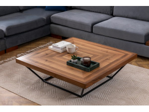 Cora" wooden coffee table - 100 x 100 x 32 cm - Walnut 2
