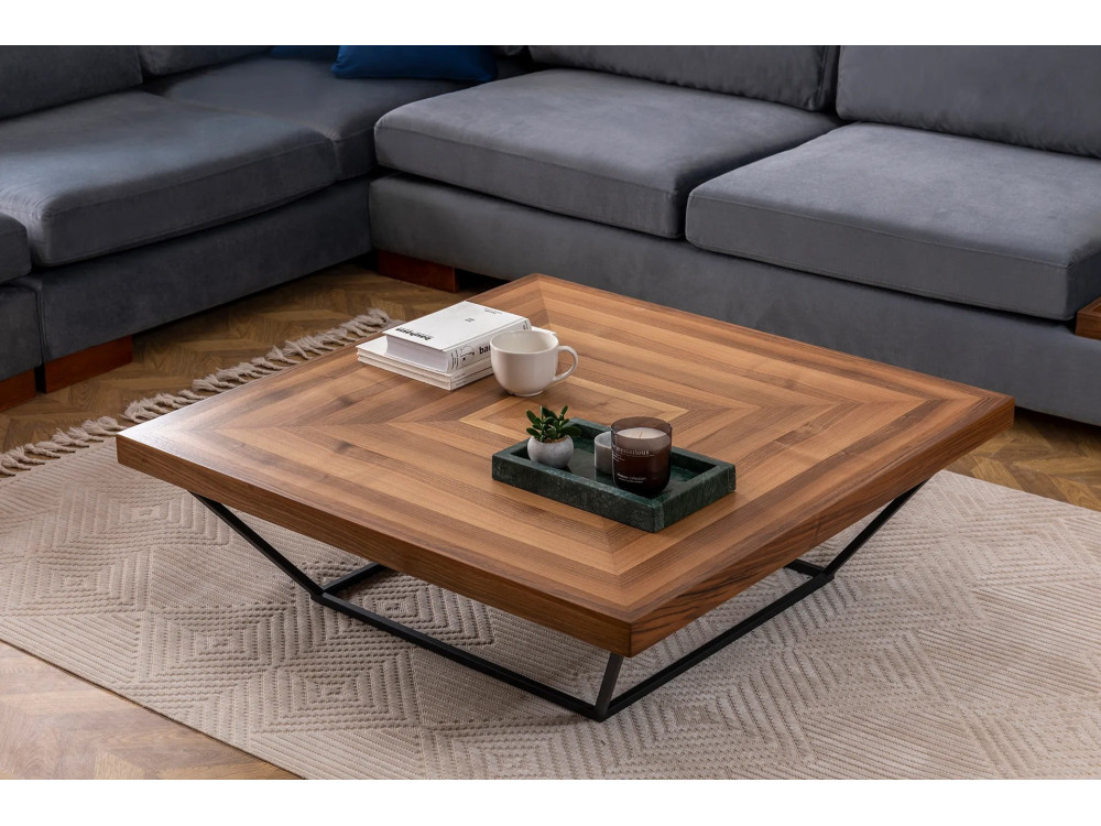 Cora" wooden coffee table - 100 x 100 x 32 cm - Walnut