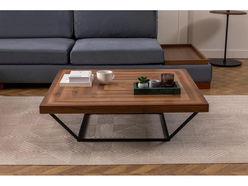 Cora" wooden coffee table - 100 x 100 x 32 cm - Walnut