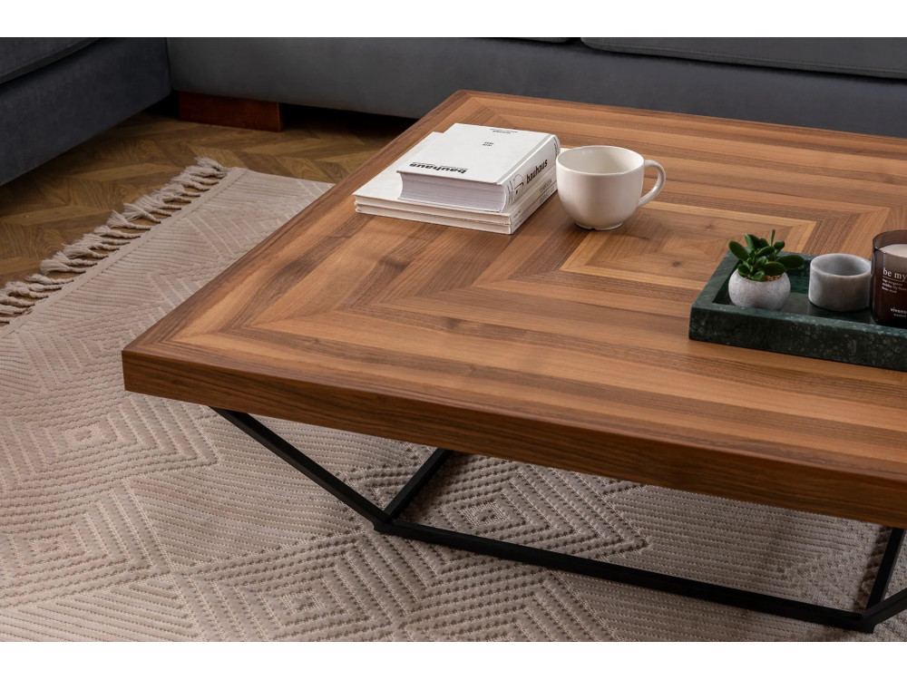 Cora" wooden coffee table - 100 x 100 x 32 cm - Walnut