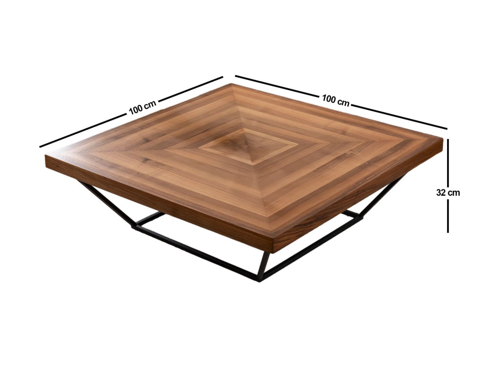 Cora" wooden coffee table - 100 x 100 x 32 cm - Walnut