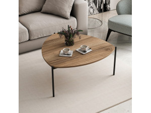 Wooden coffee table "Lenny" - 90 x 89 x 40 cm - Walnut 2