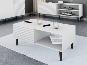 Nakomo" coffee table - 100 x 41 x 52 cm - White 2