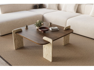 Afrolli" wooden coffee table - 90 x 90 x 35 cm - Brown 2