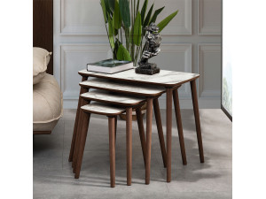 Luci" 4-piece wooden nesting table 70 x 40 x 55 cm - White 2