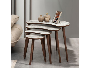 Moon" wooden nesting table (4 pieces) 40 x 75 x 55 cm - White 2