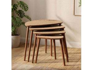 Nora" 4-piece wooden nesting table 68 x 45 x 55 cm - Oak 2