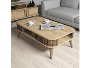 Eylul" wooden coffee table - 105 x 60 x 34 cm - Brown 2