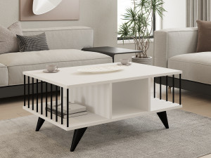 Bert" wooden coffee table - 90 x 60 x 40 cm - White 2